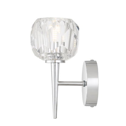 Zaha 1 Light Chrome with Crystal Wall Light