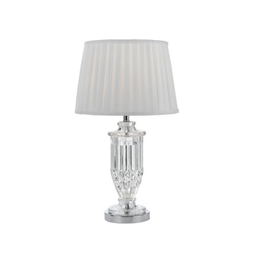 Adria Chrome and White Crystal-etch Glass Table Lamp
