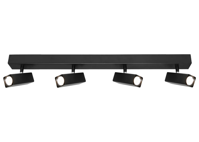 Artemis 4 Light Bar Black Square Architectural Slim LED Spotlight