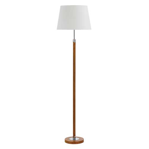 Belmore Teak with White and Chrome Traditional Floor Lamp