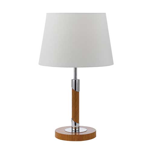 Belmore Teak with White and Chrome Traditional Table Lamp