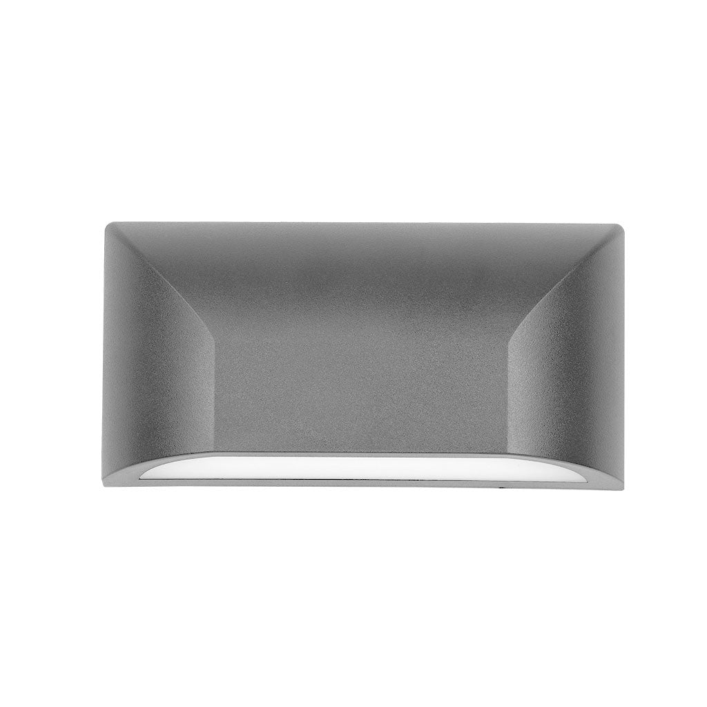 Bloc Ex5 Curved Silver Rectangular Wedge LED Exterior Wall Light
