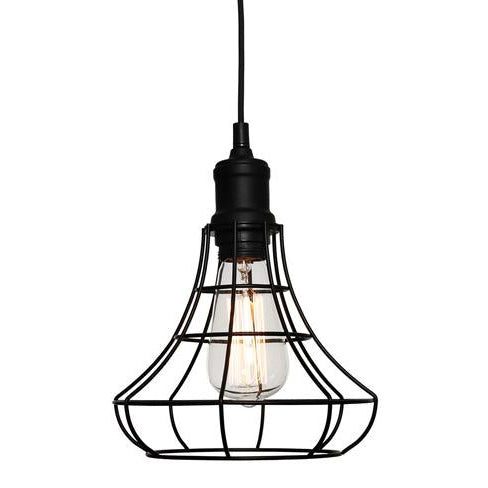 Cage Small Industrial Black Vintage Pendant