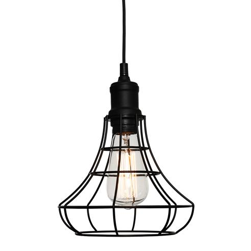 Cage Small Industrial Black Vintage Pendant