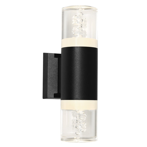 Calgary Black Dual Bubble Cylinder Pillar Exterior Wall Light