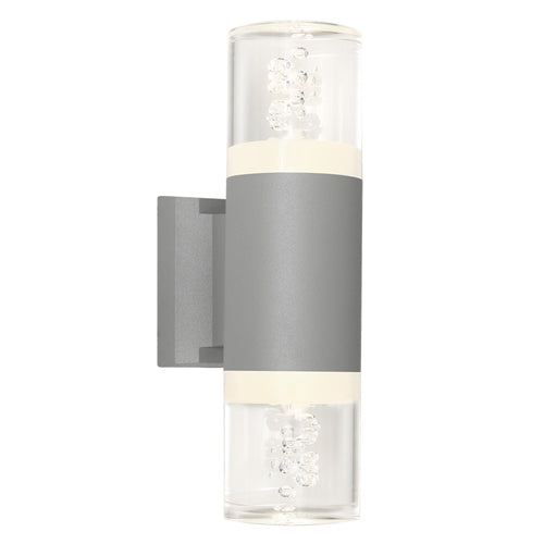 Calgary Silver Dual Bubble Cylinder Pillar Exterior Wall Light
