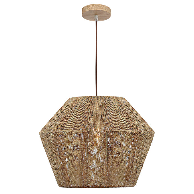 Cassie Large Pendant Wood Canopy With Natural Thread