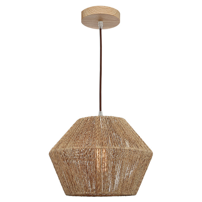 Cassie Small Pendant Wood Canopy With Natural Thread