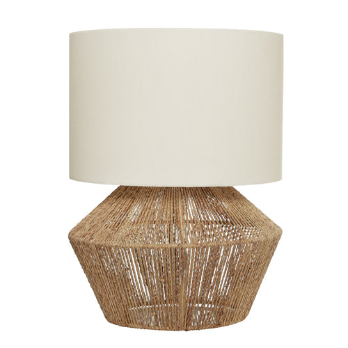 Cassie Table Lamp White With Natural Thread