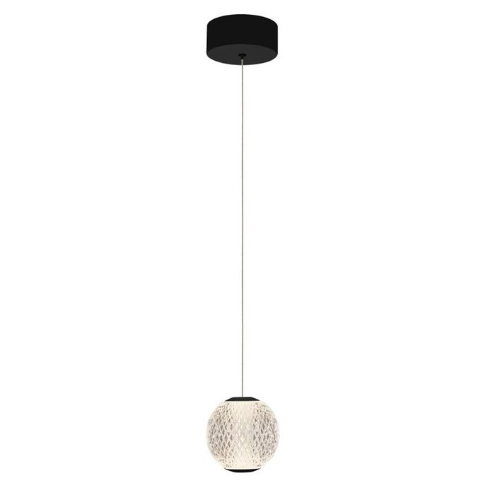 Langdon 1 Light Black 3000k Clear Optical Acrylic Ball Pendant