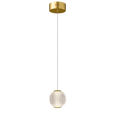 Langdon 1 Light Gold 3000k Clear Optical Acrylic Ball Pendant