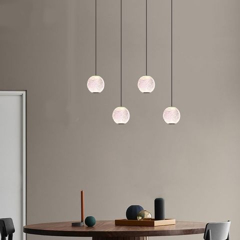 Langdon 4 Bar Black 3000k Clear Optical Acrylic Ball Pendant