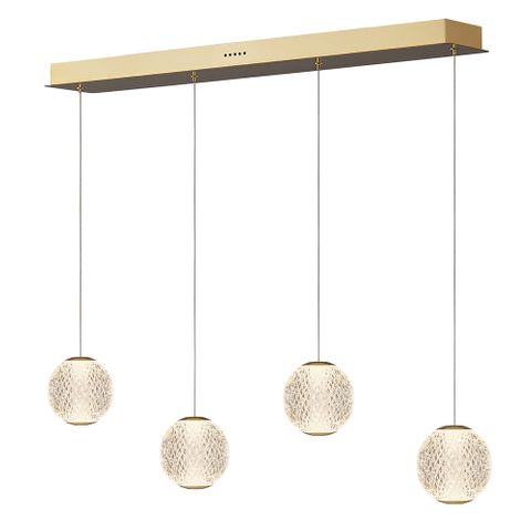 Langdon 4 Bar Gold 3000k Clear Optical Acrylic Ball Pendant