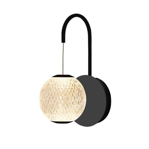 Langdon 1 Light Black 3000k Clear Optical Acrylic Ball Wall Light