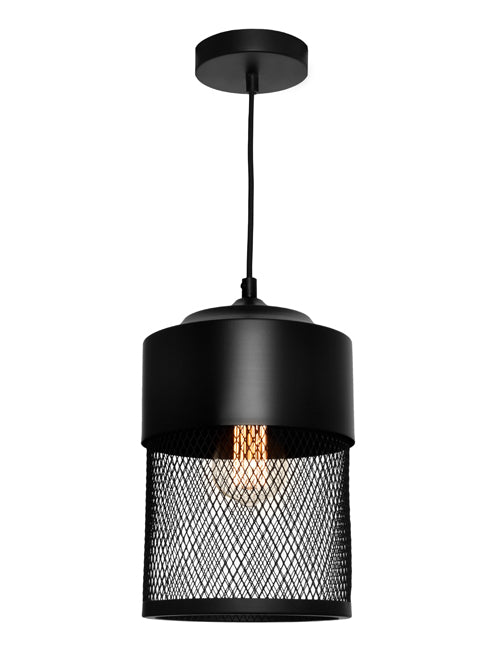 Galahad Small Mesh Cylindrical Black Pendant