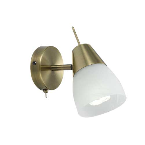 Gibson Antique Brass Adjustable Wall Light with Switch