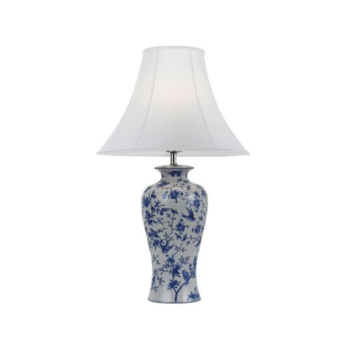 Hulong Blue and White Bird and Flower Vase Table Lamp
