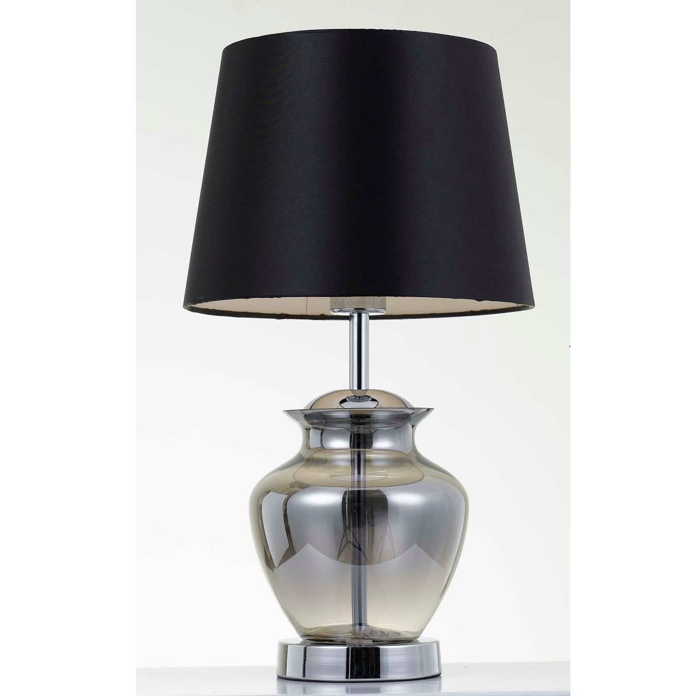 June Chrome and Smoke Glass Bottle Vase Table Lamp