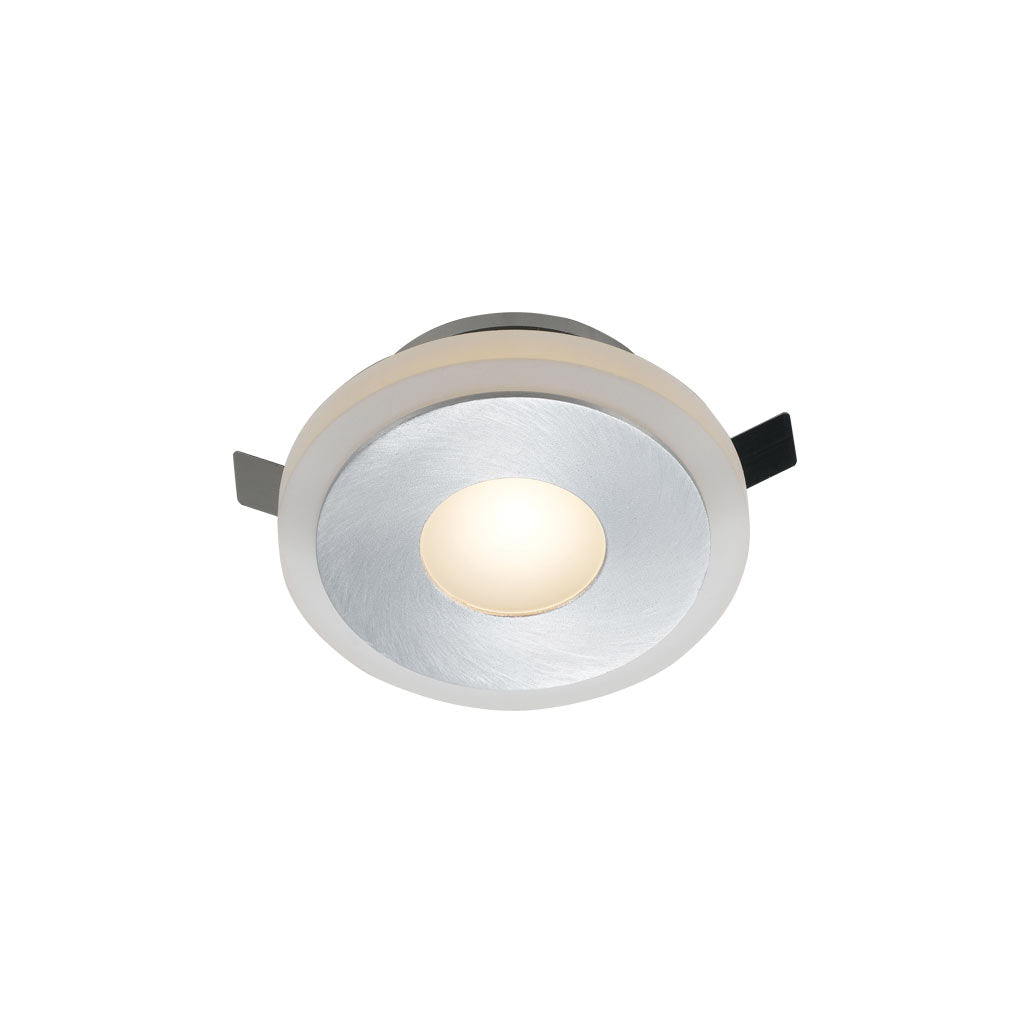 Lima Round-830 Frost Glass and Aluminium Recessed Wall Stair Fixture