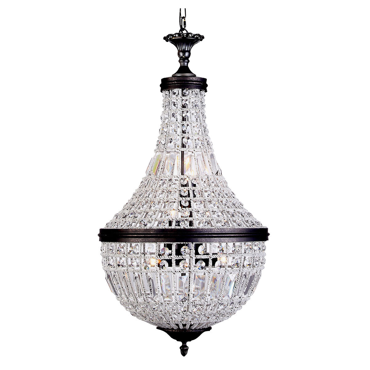 Marseilles Medium 6 Light Crystal and Bronze Basket Chandelier
