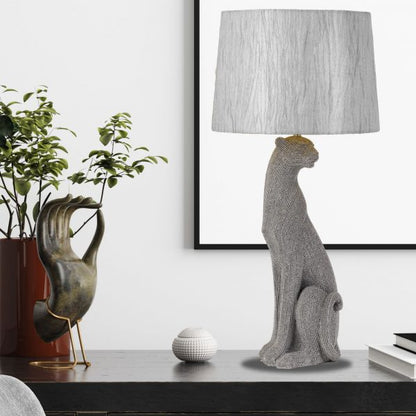 Nala Silver Encrusted Bead Lioness Table Lamp