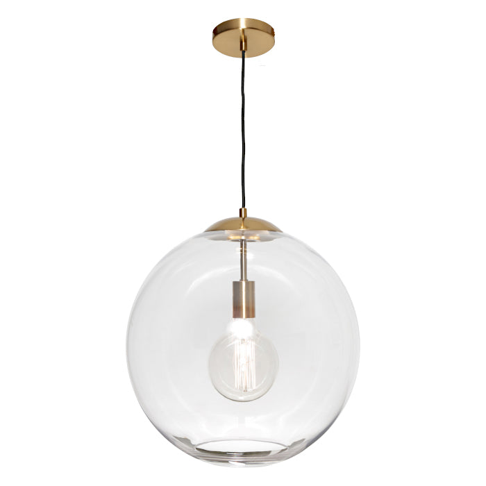 Orpheus Large Gold with Clear Glass Sphere Pendant