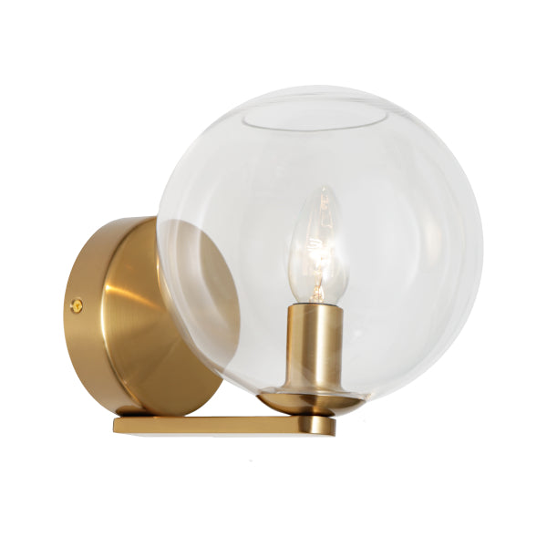 Orpheus Gold with Clear Glass Sphere Wall Light