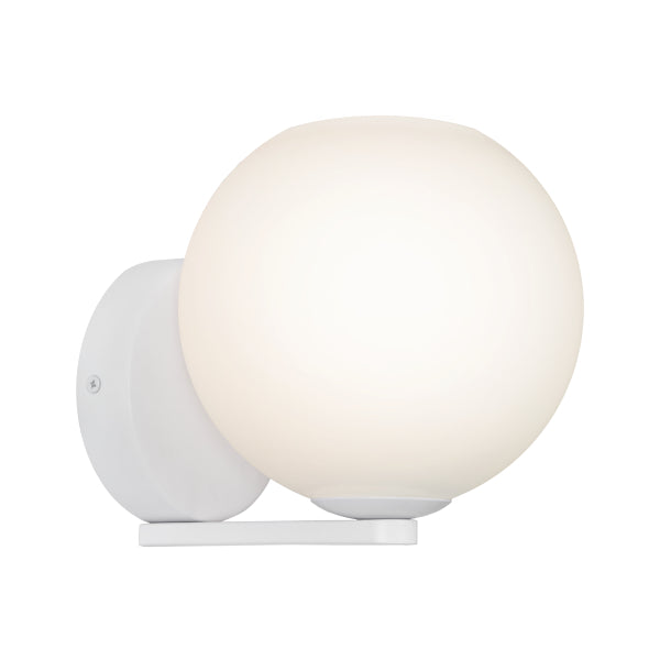 Orpheus White with White Glass Sphere Wall Light