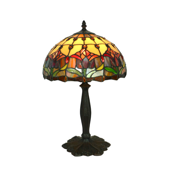 Tiffany 12&quot; Red Tulip Table Lamp