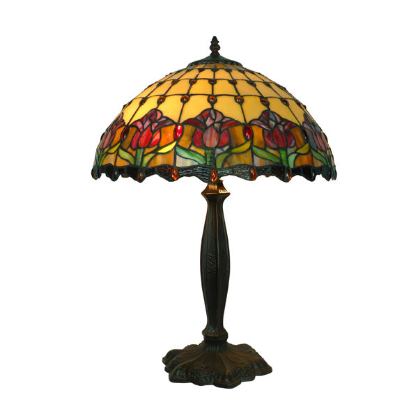 Tiffany 17&quot; Red Tulip Table Lamp