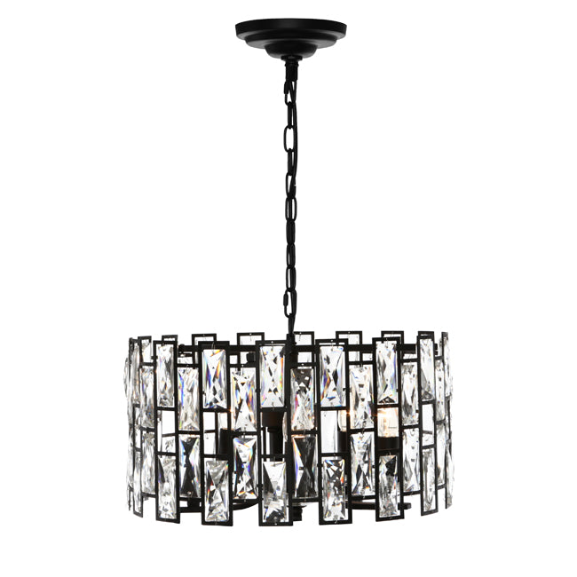 Porsha 5 Light Black with Crystal Modern Pendant