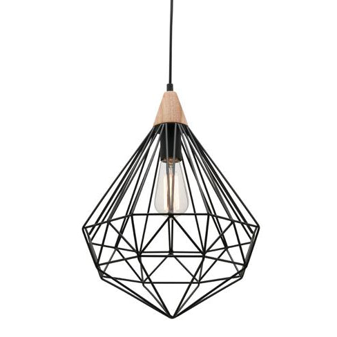 Raglan Industrial Black and Timber Vintage Pendant