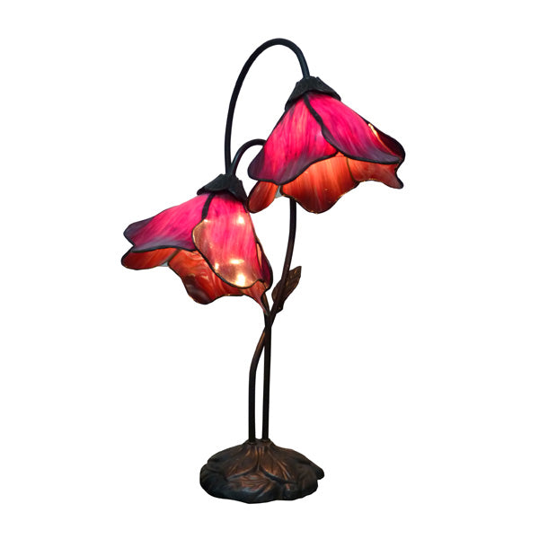 Tiffany Double Red Lotus Table Lamp