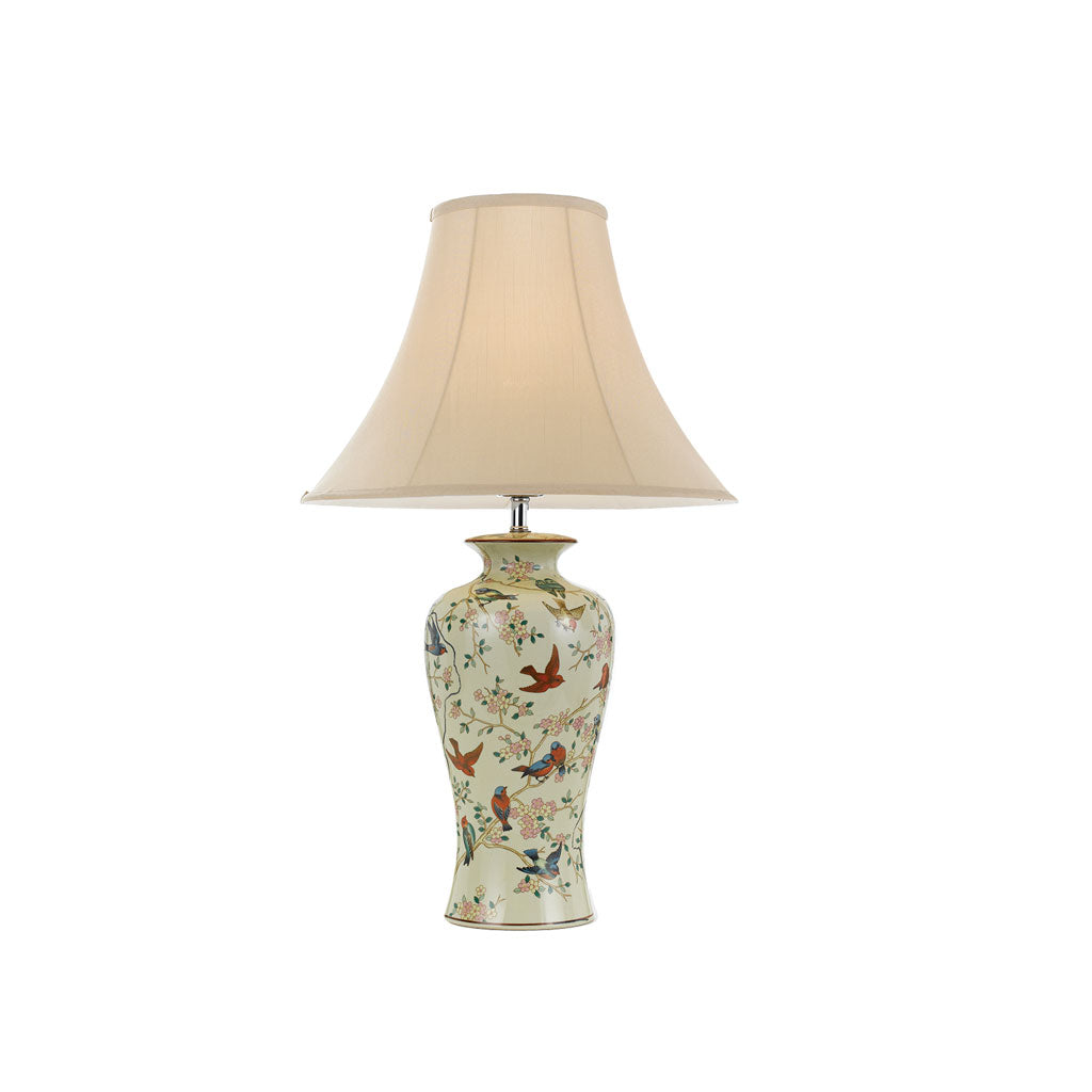 Shibo Bird and Branch Print Ceramic Base Table Lamp