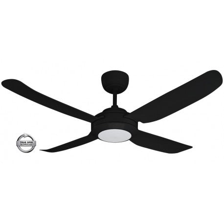 Spinika II 52&quot;/1320mm Black with LED Light Glass Fibre Composite Plastic AC Motor Ceiling Fan