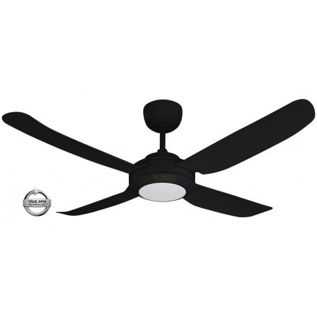 Spinika II 52"/1320mm Black with LED Light Glass Fibre Composite Plastic AC Motor Ceiling Fan