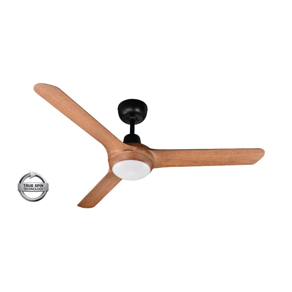 Spyda 50"/1250mm 3-Blade Teak with LED Light ABS Plastic Ceiling Fan By Ventair