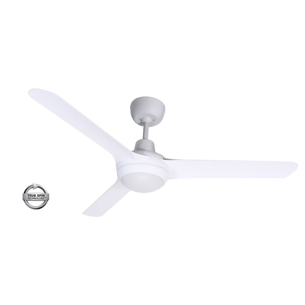 Spyda 50&quot;/1250mm 3-Blade White with LED Light ABS Plastic Ceiling Fan By Ventair