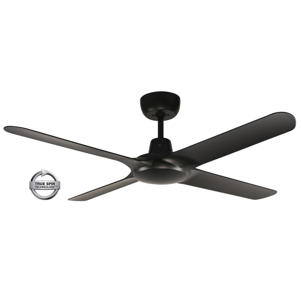 Spyda 50"/1250mm 4-Blade Black ABS Plastic Ceiling Fan by Ventair