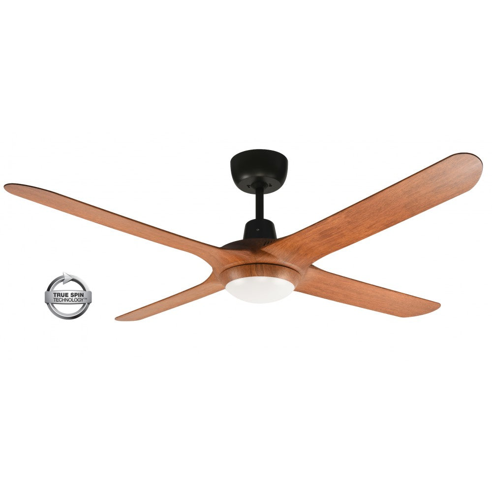 Spyda 50&quot;/1250mm 4-Blade Teak with LED Light ABS Plastic Ceiling Fan by Ventair
