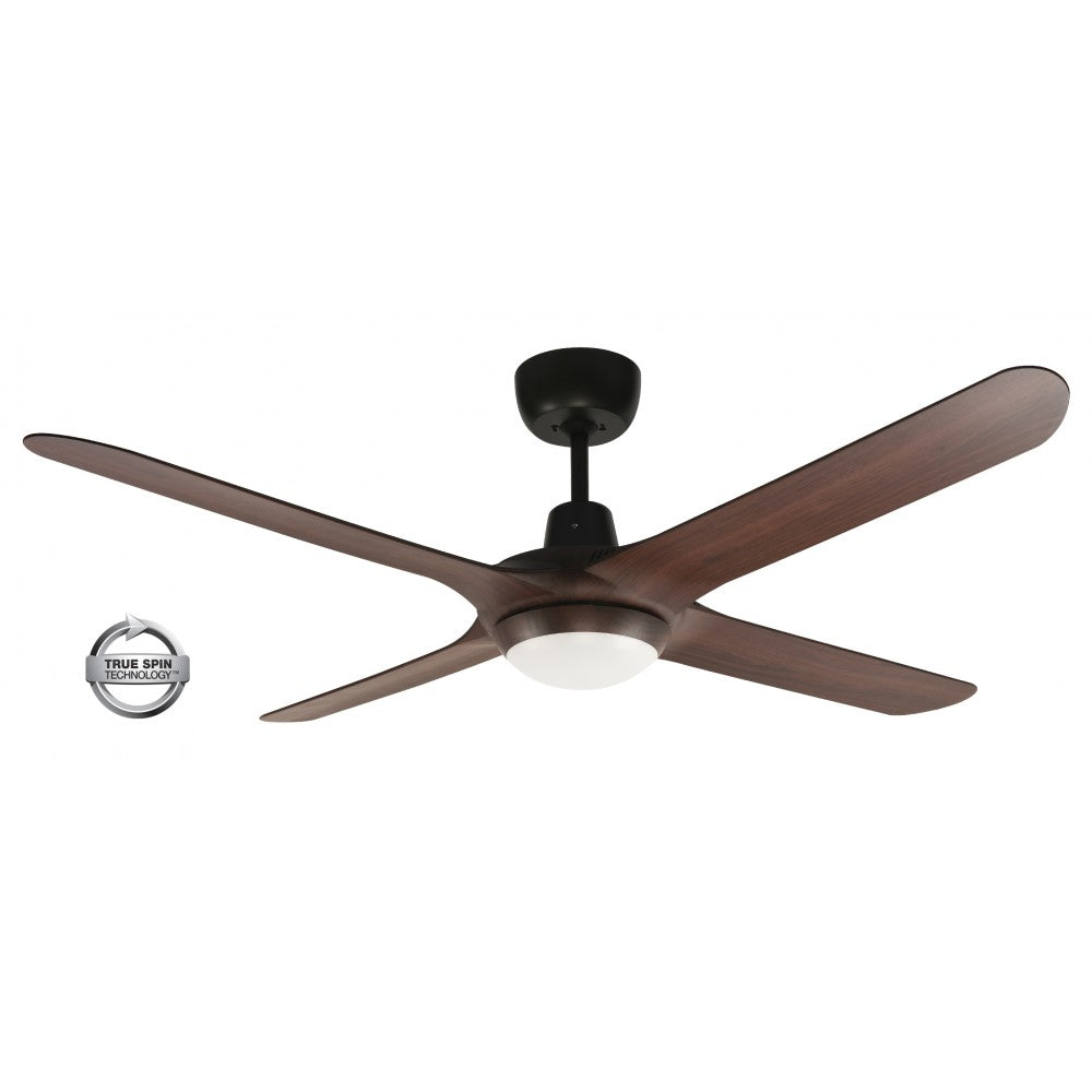 Spyda 50&quot;/1250mm 4-Blade Walnut with LED Light ABS Plastic Ceiling Fan by Ventair
