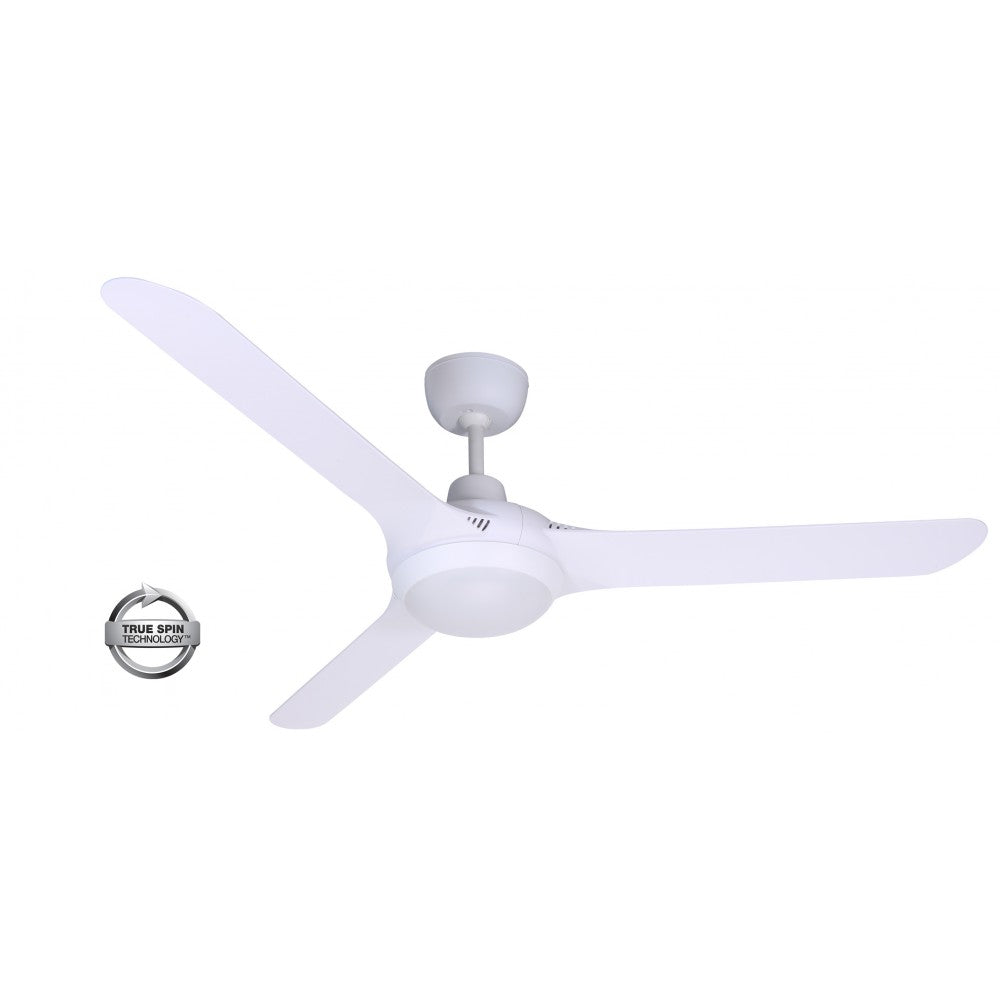 Spyda 56&quot;/1400mm 3-Blade White and LED Light ABS Plastic Ceiling Fan By Ventair