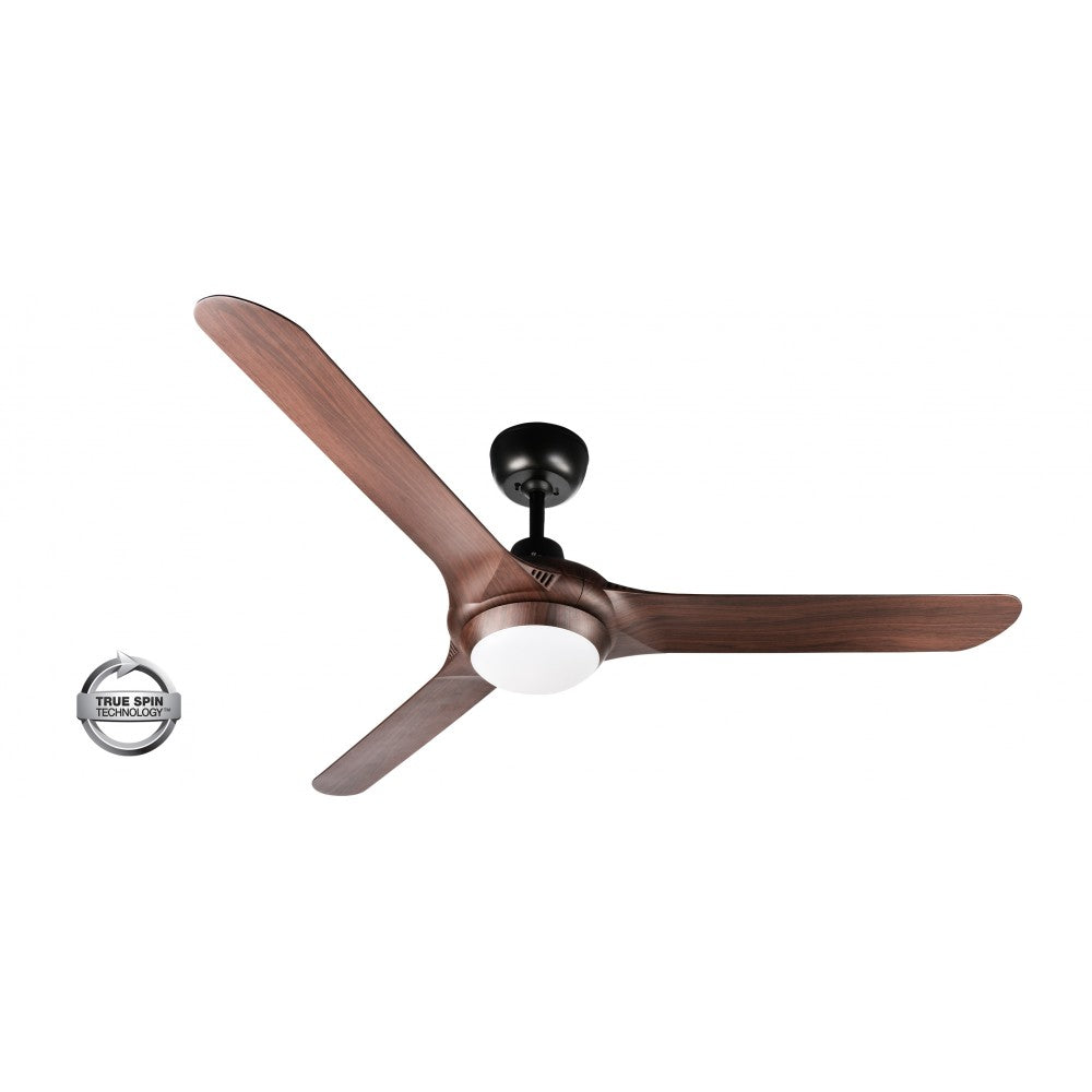 Spyda 56"/1400mm 3-Blade Walnut and LED Light ABS Plastic Ceiling Fan By Ventair