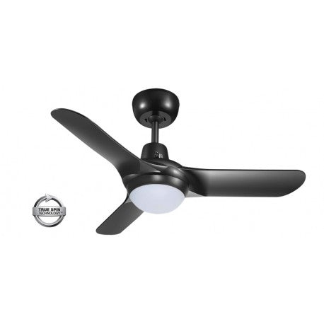 Spyda 36&quot;/900mm 3-Blade Black with LED Light ABS Plastic Ceiling Fan By Ventair