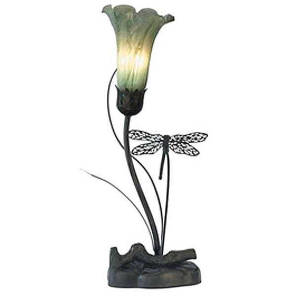 Single Dragonfly and Matt White Lily Table Lamp