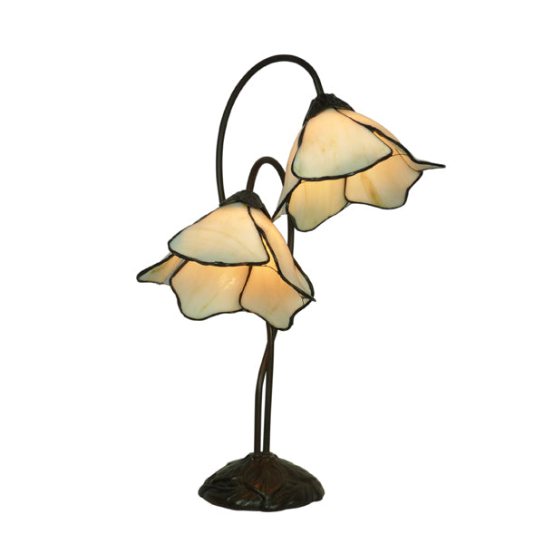 Tiffany Double Beige Lotus Table Lamp