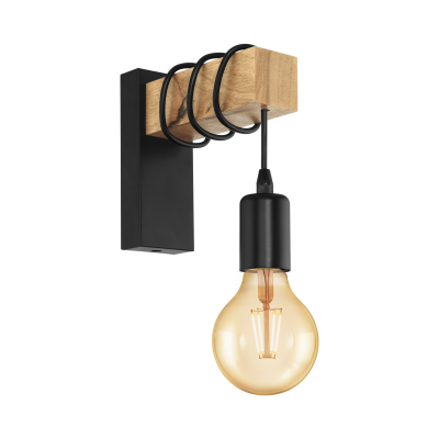 Townshend Black and Timber Vintage Indoor Wall Light